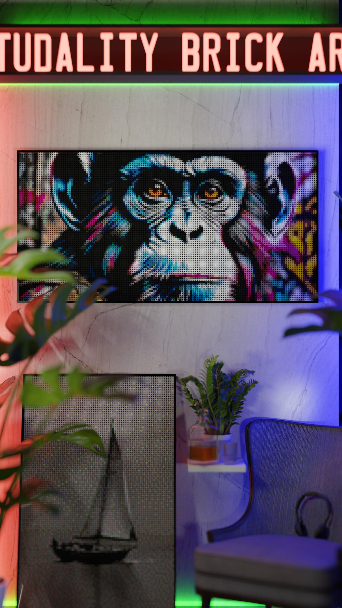 Ape Hop Movement LEGO® Style mosaic pixel art design for display